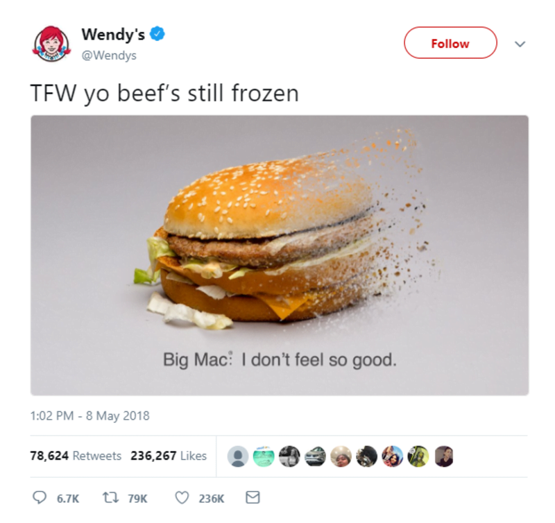 Screenshot of the Wendy's company criticizing the McDonald's company